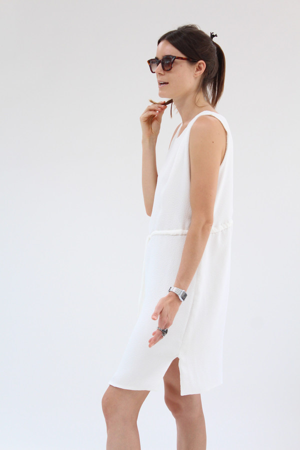 Beklina Hoda Tie Dress Textured Silk White Beklina Hoda Tie Dress Textured Silk White