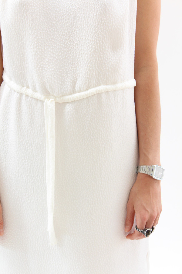 Beklina Hoda Tie Dress Textured Silk White Beklina Hoda Tie Dress Textured Silk White
