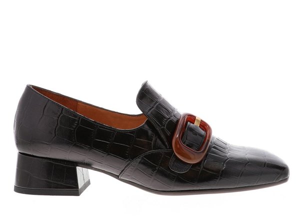 Chie Mihara Black Crocodile Pattern Loafers Chie Mihara - Tussan Loafers in Black Troka – gravitypope main image 4