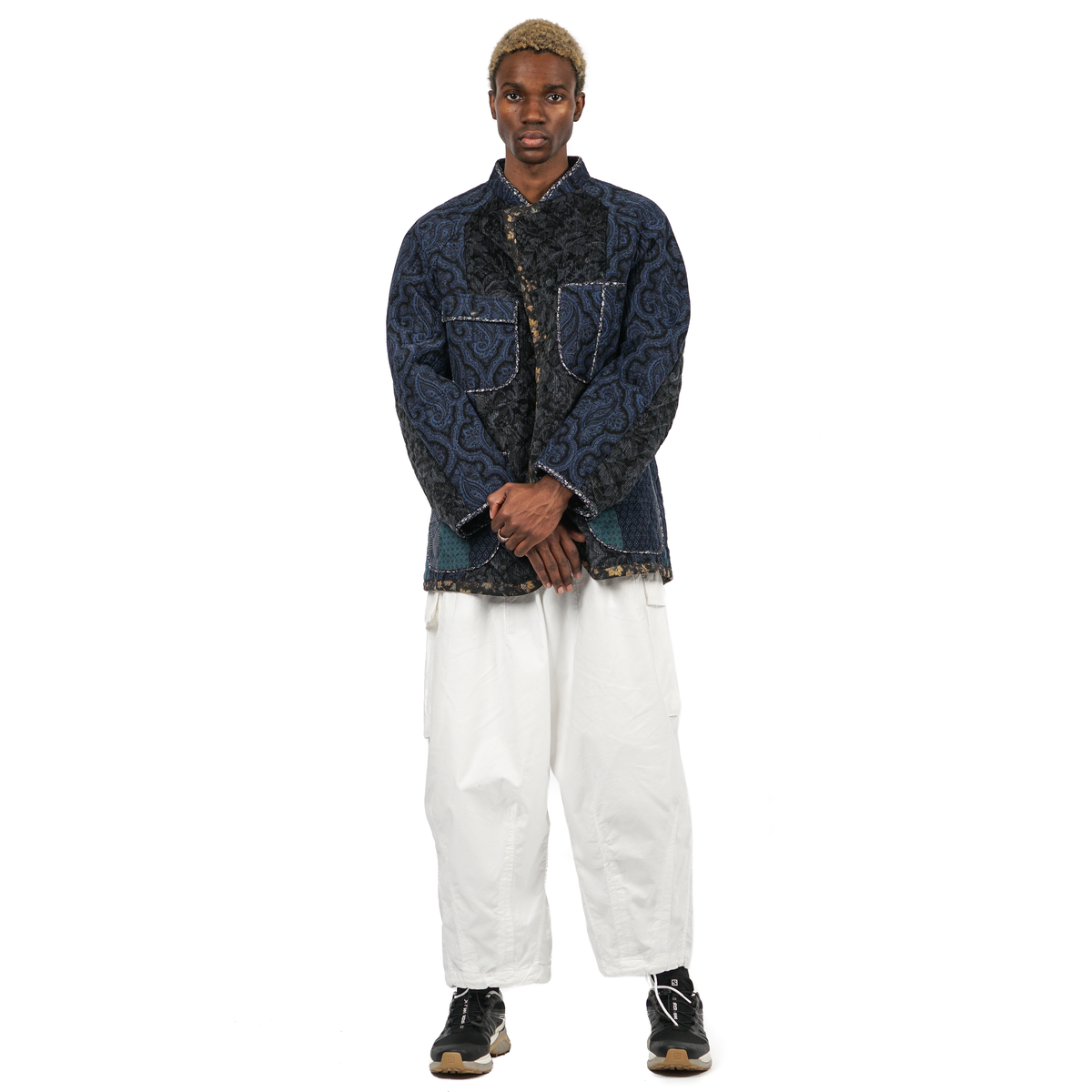 Needles SWITCHED QUILT CHORE COAT - NAVY/CHARCOAL | Garmentory