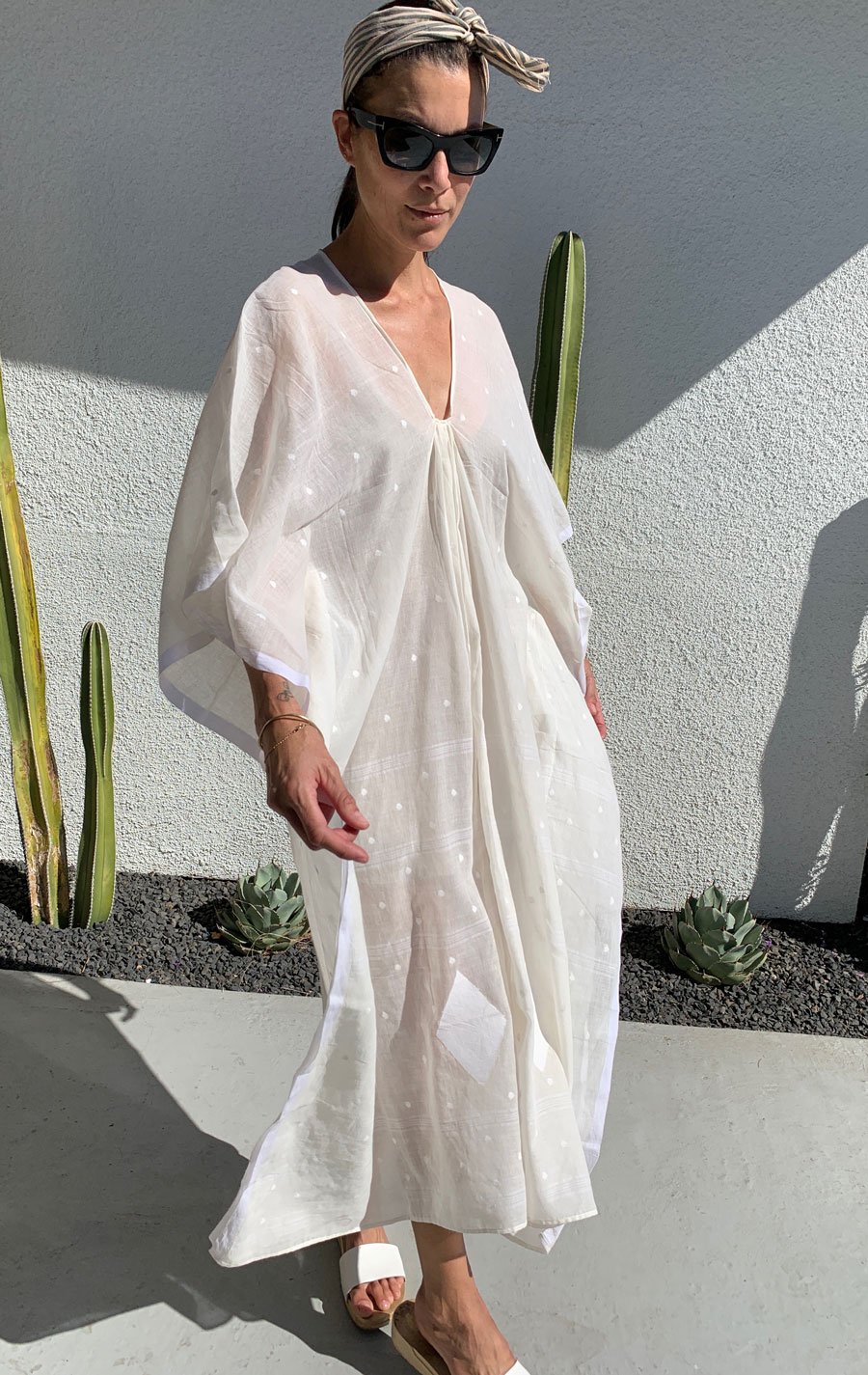 White khadi caftan Garmentory
