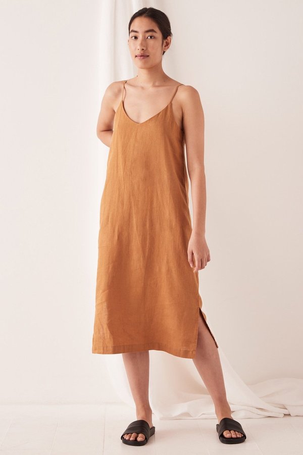 Assembly Label Linen Slip Dress - Russet on Garmentory
