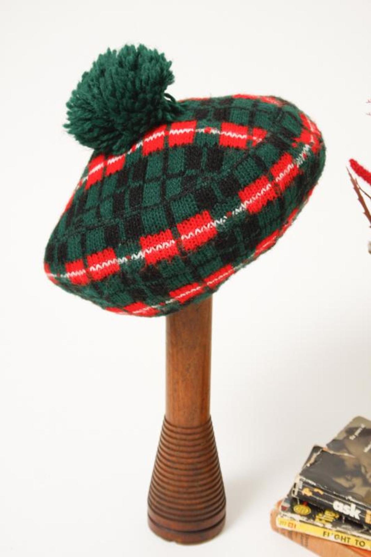 Green with red pompom beret Green with red pompom beret main image 4
