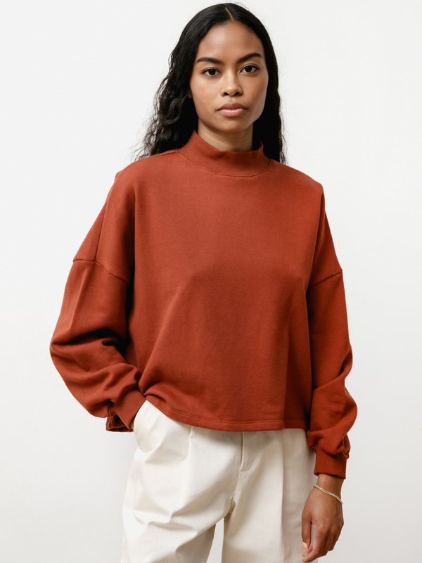 Priory Tomie Crew Lightweight Terry Sweatshirt - Rust Priory Tomie Crew Lightweight Terry Sweatshirt - Rust