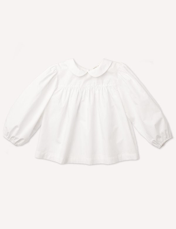 Kids Petits Vilains Esther Peter Pan Blouse - White Kids Petits Vilains Esther Peter Pan Blouse - White