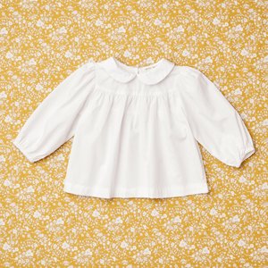 Kids Petits Vilains Esther Peter Pan Blouse - White Kids Petits Vilains Esther Peter Pan Blouse - White