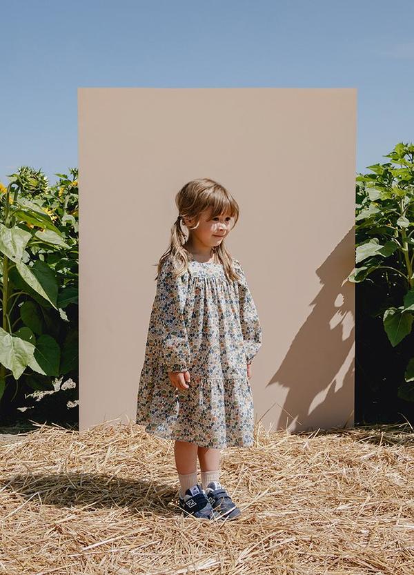 Kids Petits Vilains Maelle Square Neck Dress - Poppy Forest Kids Petits Vilains Maelle Square Neck Dress - Poppy Forest