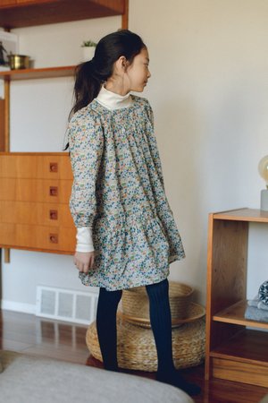 Kids Petits Vilains Maelle Square Neck Dress - Poppy Forest Kids Petits Vilains Maelle Square Neck Dress - Poppy Forest