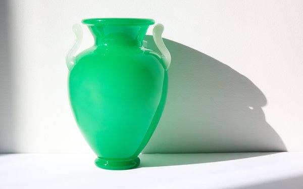 Kindred Black Steuben Double Handle Urn Vase - Green Kindred Black Steuben Double Handle Urn Vase - Green