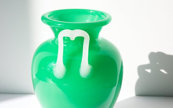 Kindred Black Steuben Double Handle Urn Vase - Green Kindred Black Steuben Double Handle Urn Vase - Green