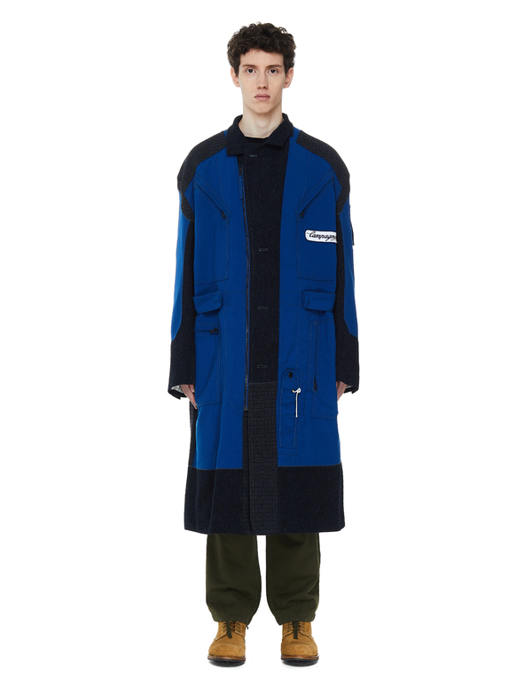 Junya Watanabe Mixed Campagnolo Patched Coat - Navy Blue | Garmentory