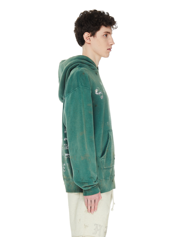 Saint Michael Distressed Hoodie - Green | Garmentory