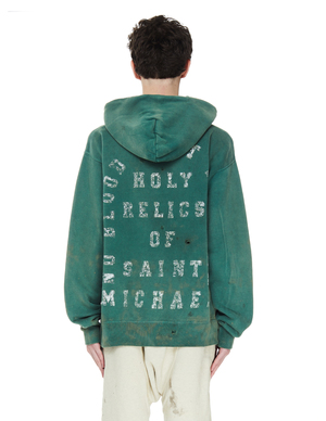 Saint Michael Distressed Hoodie - Green | Garmentory