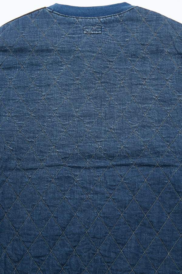 Kapital Fleece Knit x Denim Quilting Navy 2 Tones Big Sweater