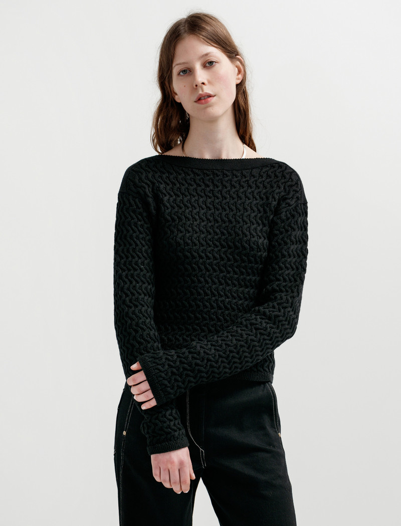 Lemaire Fitted Cable Knit Sweater - Black | Garmentory