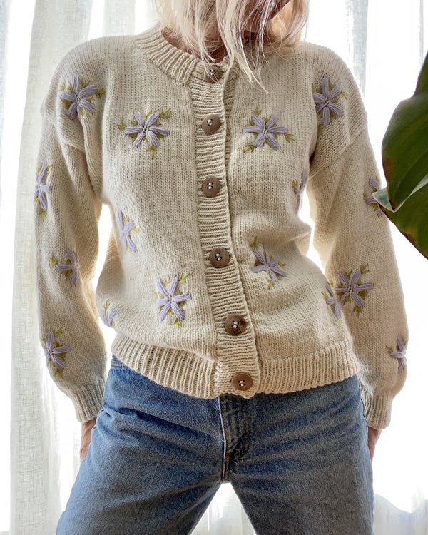 TACH CLOTHING Lucero Wool Embroidered Cardigan Cream Garmentory