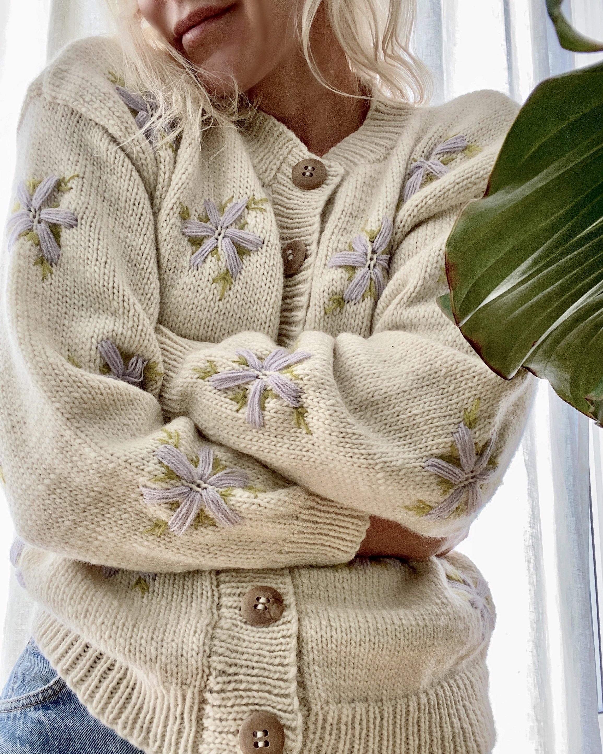 TACH CLOTHING Lucero Wool Embroidered Cardigan Cream Garmentory