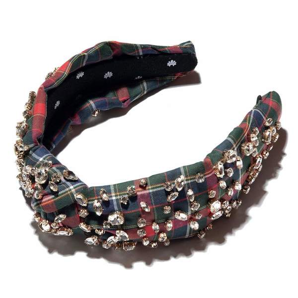 LeLe Sadoughi Red Plaid Mixed Crystal Headband | Garmentory display picture 2