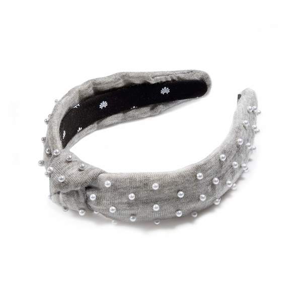 LeLe Sadoughi Slim Heather Grey Pearl Headband | Garmentory
