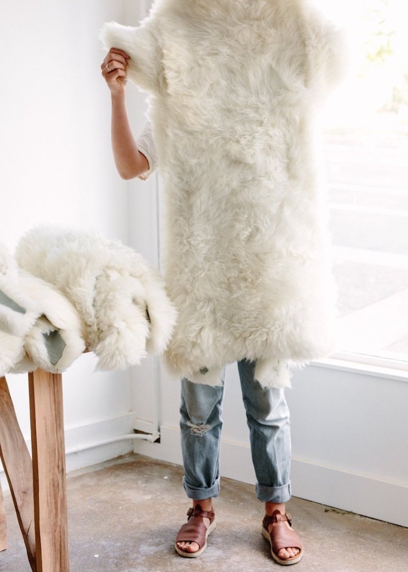 Charlie & Lee Hold Canadian Sheepskins - Shaggy White