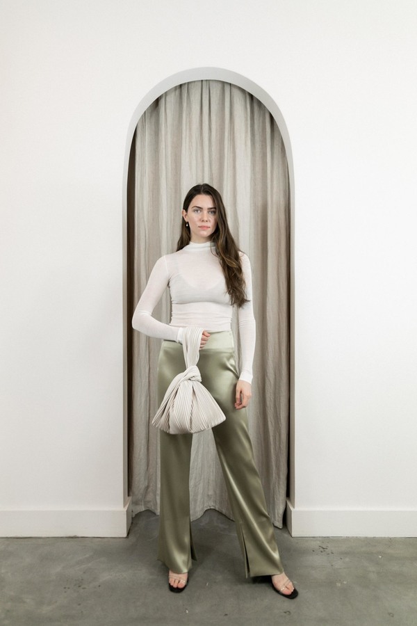 Nanushka Jen Pleated Vegan Leather Clutch - Off White | Garmentory