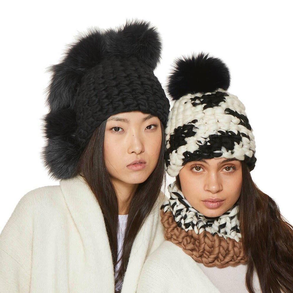 Mischa Lampert blend mocha mini snood beanies - white/black  display picture 2