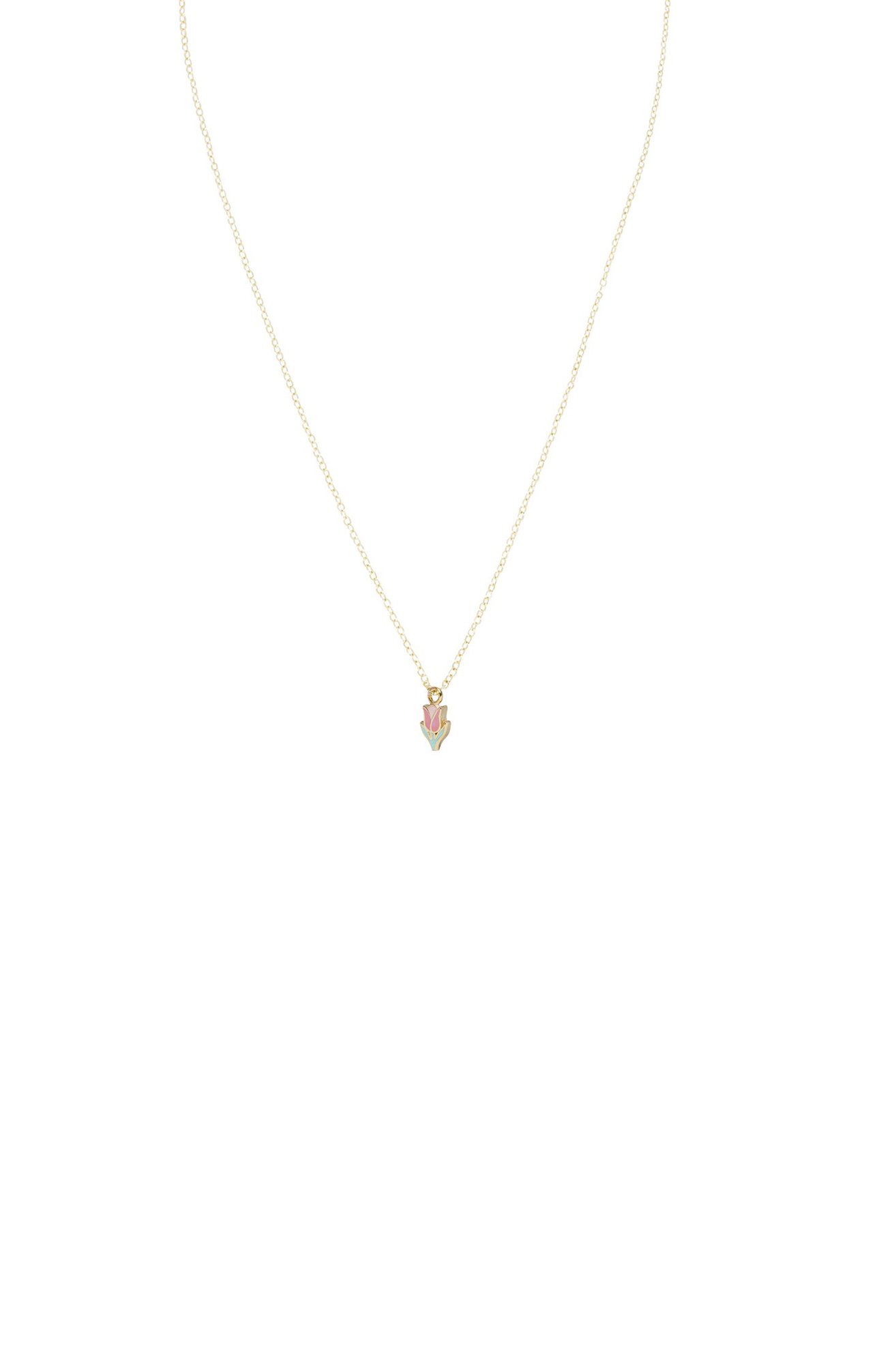 【WILHELMINA GARCIA】 TINY CHARMS ON SKINNY CHAIN PINK TULIP Gold Tulip Skinny Chain Necklace – Wilhelmina Garcia