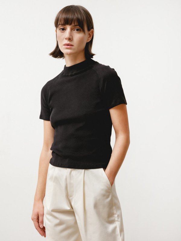 Priory Dive Tee - Stretch Knit Black Priory Dive Tee - Stretch Knit Black