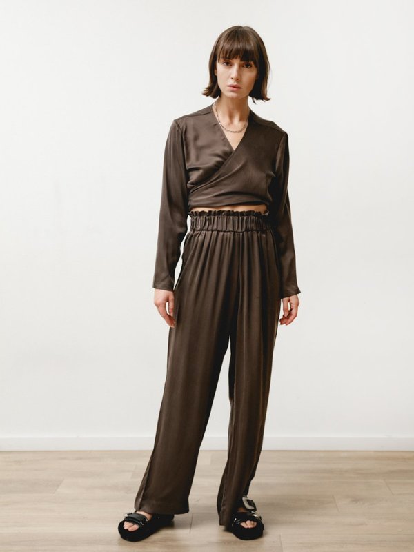 Priory Wrap Top - Sueded Silk Chocolate Priory Wrap Top - Sueded Silk Chocolate