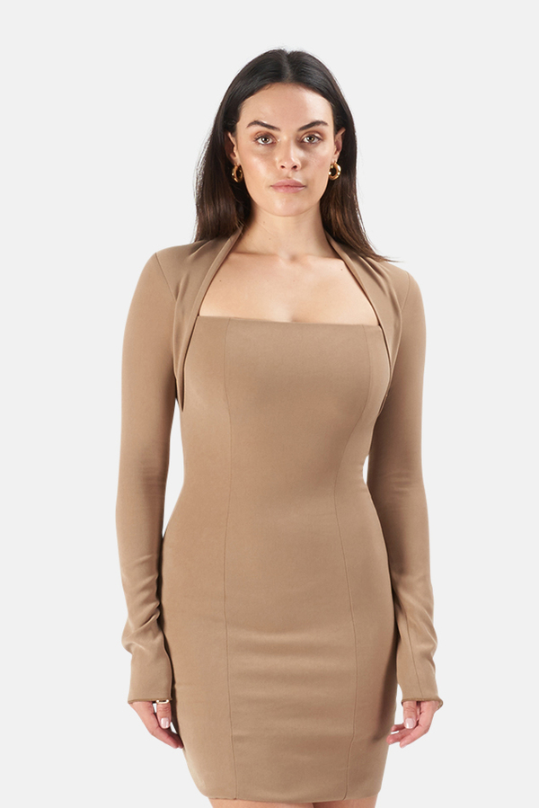 slim fit dress slacks SHEIN Pariaura Women's Elegant Khaki Hollow Cut-Out Slit Hem Fitted Dr