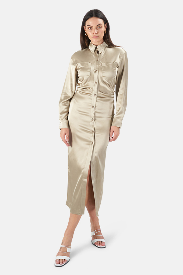Nanushka Kinsley Shirt Dress - Sage | Garmentory