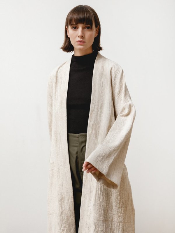Priory Fan Robe - Natural Jacquard Cream Priory Fan Robe - Natural Jacquard Cream