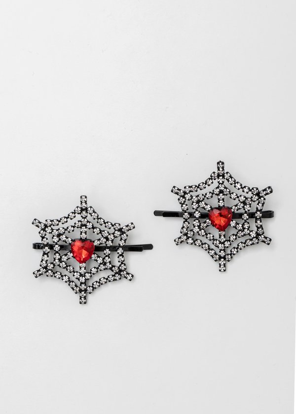 Ashley Williams and Red Crystal Cobweb Heart Hairpin - Clear Ashley Williams and Red Crystal Cobweb Heart Hairpin - Clear