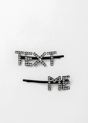 Ashley Williams Crystal Text Me Hairpin - Clear | Garmentory
