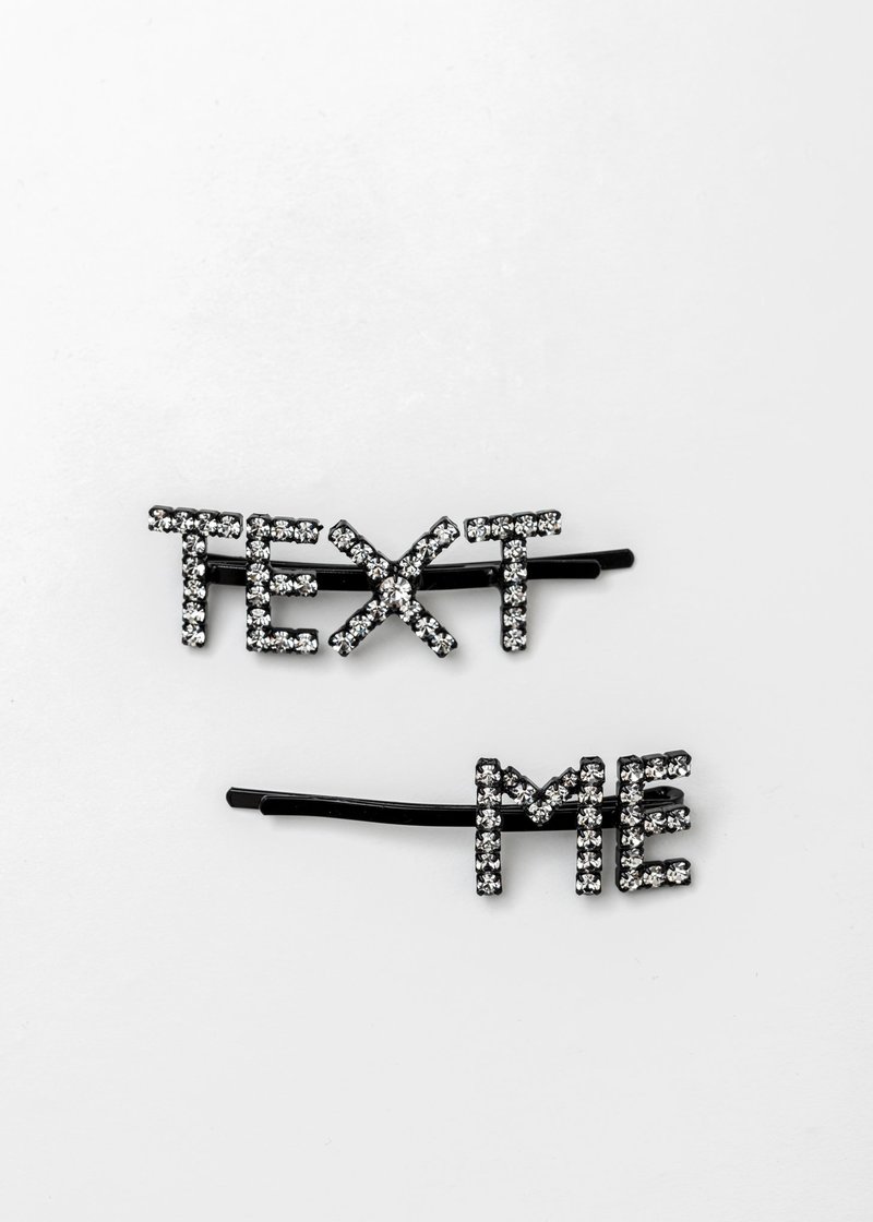 Ashley Williams Crystal Text Me Hairpin - Clear | Garmentory