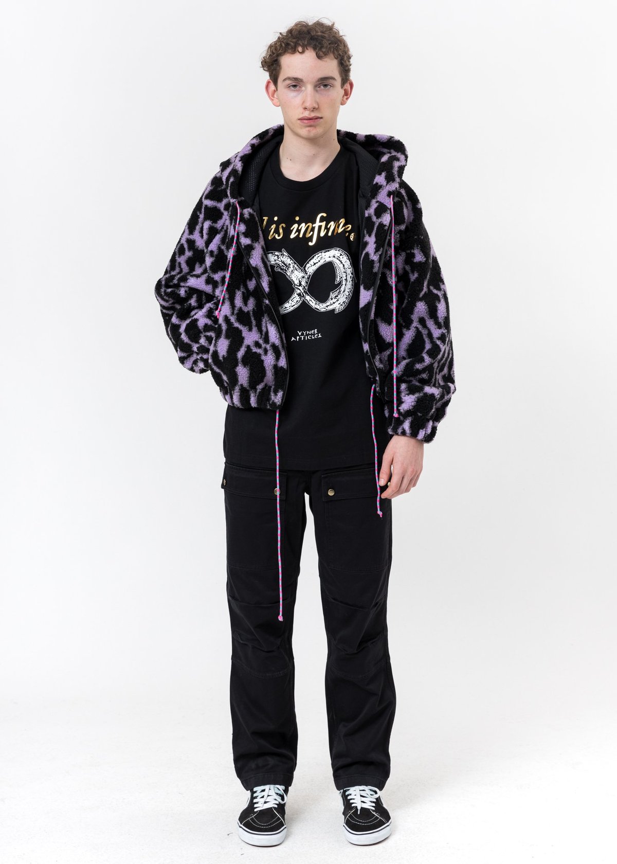 Ashley Williams Lilac And Black Fleece Bomber - LILAC