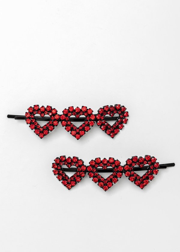 Ashley Williams Crystal Three Hearts Hairpin - Red Ashley Williams Crystal Three Hearts Hairpin - Red