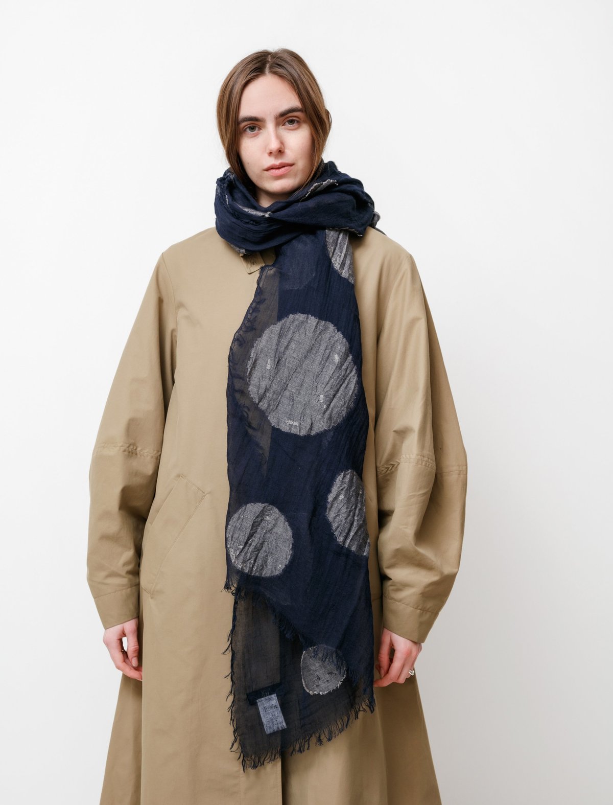 Y's by Yohji Yamamoto Jacquard Dot Stole scarf - Navy | Garmentory