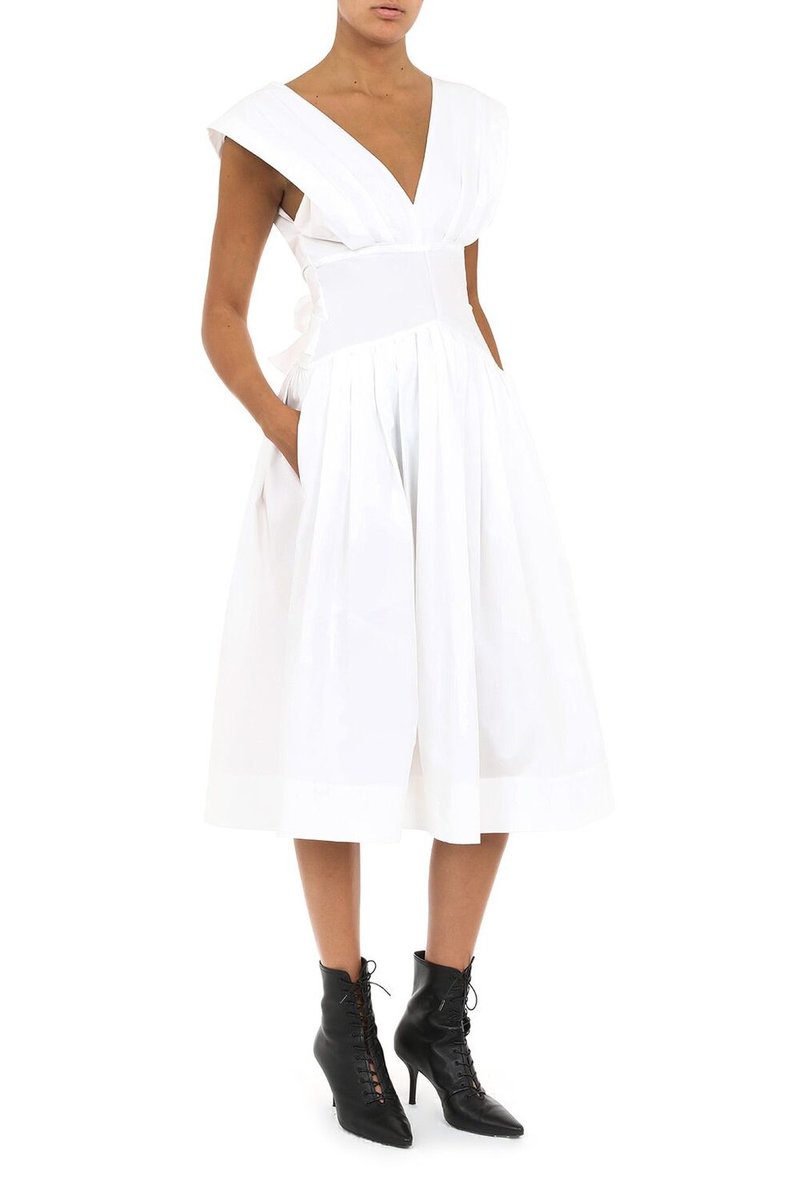 ワンピース PHILOSOPHY DI LORENZO SERAFINI Woman Dress White 04450735 Philosophy Di Lorenzo Serafini Cotton Midi Dress | White
