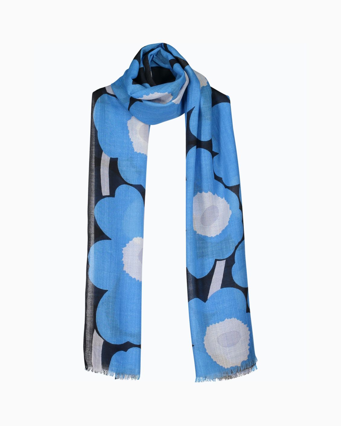Marimekko Fiore Pieni Unikko Scarf Blue Garmentory