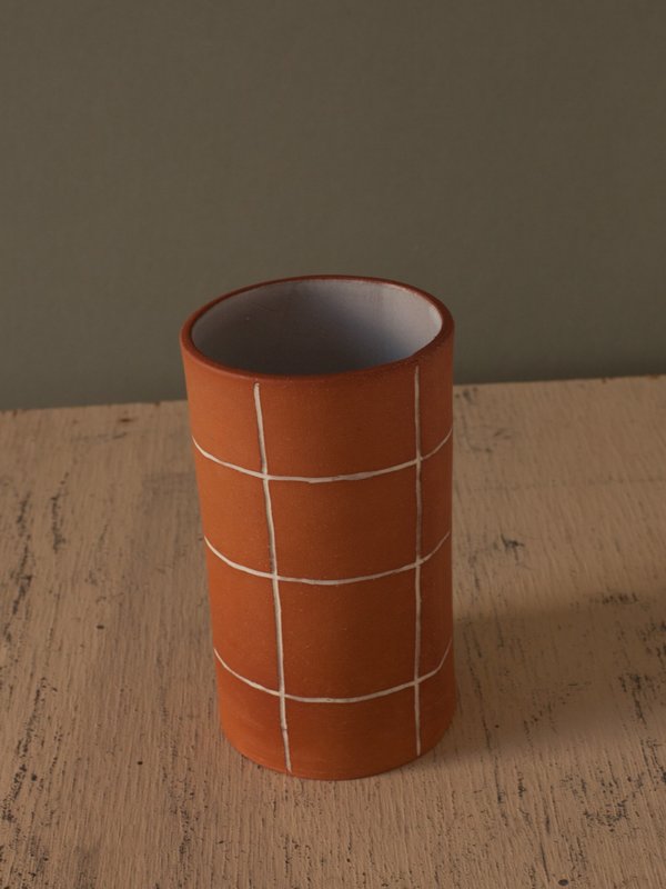 The Pursuits of Happiness Grid Vase - Warm Orange