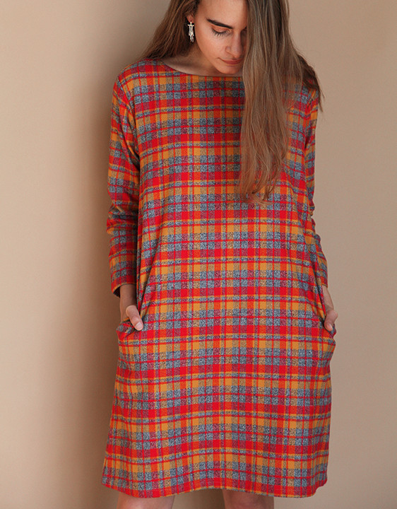 Me and Arrow Fuzzy Red Plaid Dress Me and Arrow Fuzzy Red Plaid Dress
