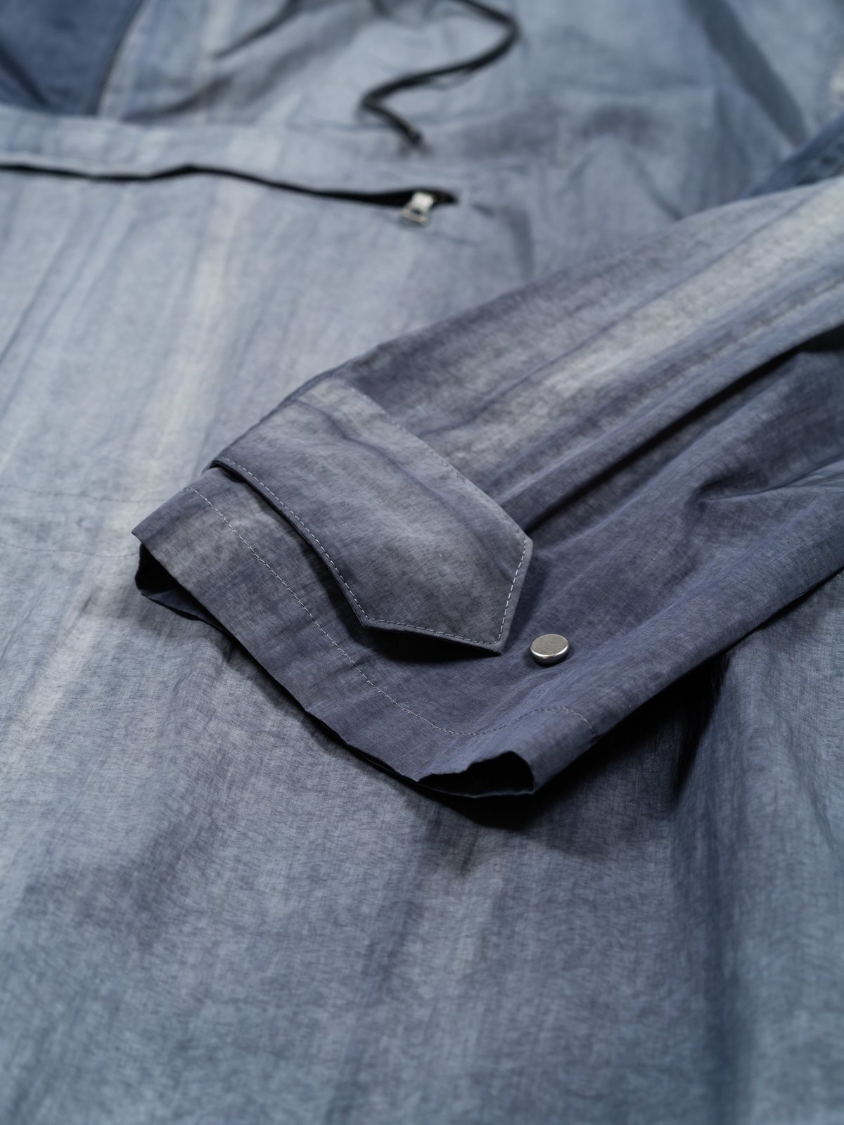 Auralee Nylon Streak Dyed Half-Zip Hoodie - Dark Blue | Garmentory
