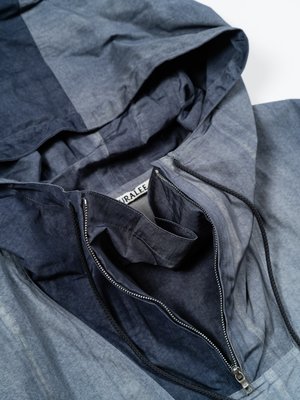 Auralee Nylon Streak Dyed Half-Zip Hoodie - Dark Blue | Garmentory