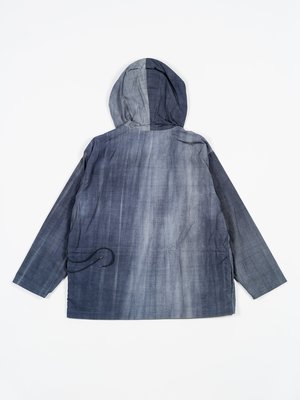 Auralee Nylon Streak Dyed Half-Zip Hoodie - Dark Blue | Garmentory