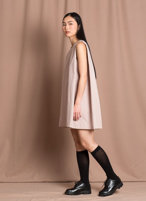 KAAREM tyh.d Boatneck Open Back Dress - Beige | Garmentory