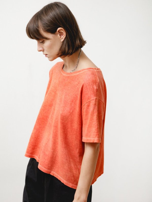 Priory Crop Tee - Slub Jersey Vermillion Priory Crop Tee - Slub Jersey Vermillion