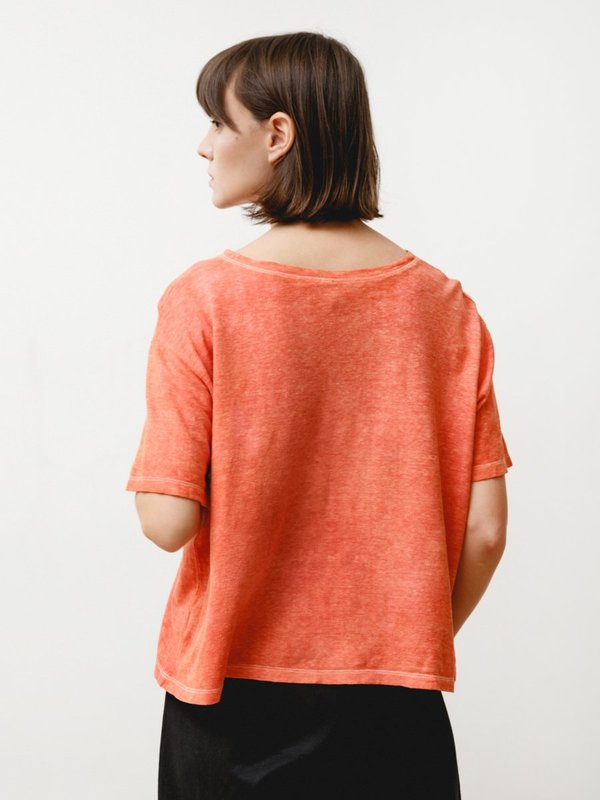 Priory Crop Tee - Slub Jersey Vermillion Priory Crop Tee - Slub Jersey Vermillion