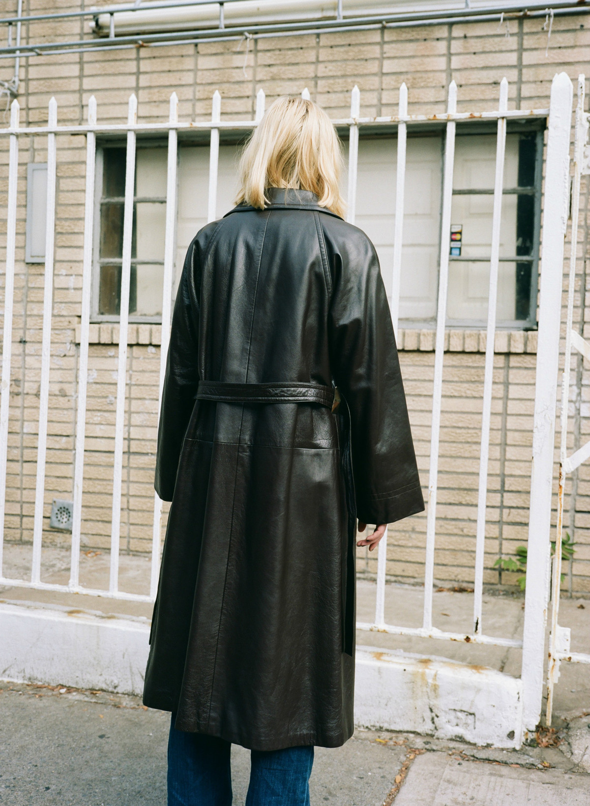 noill vintage long leather trench coat