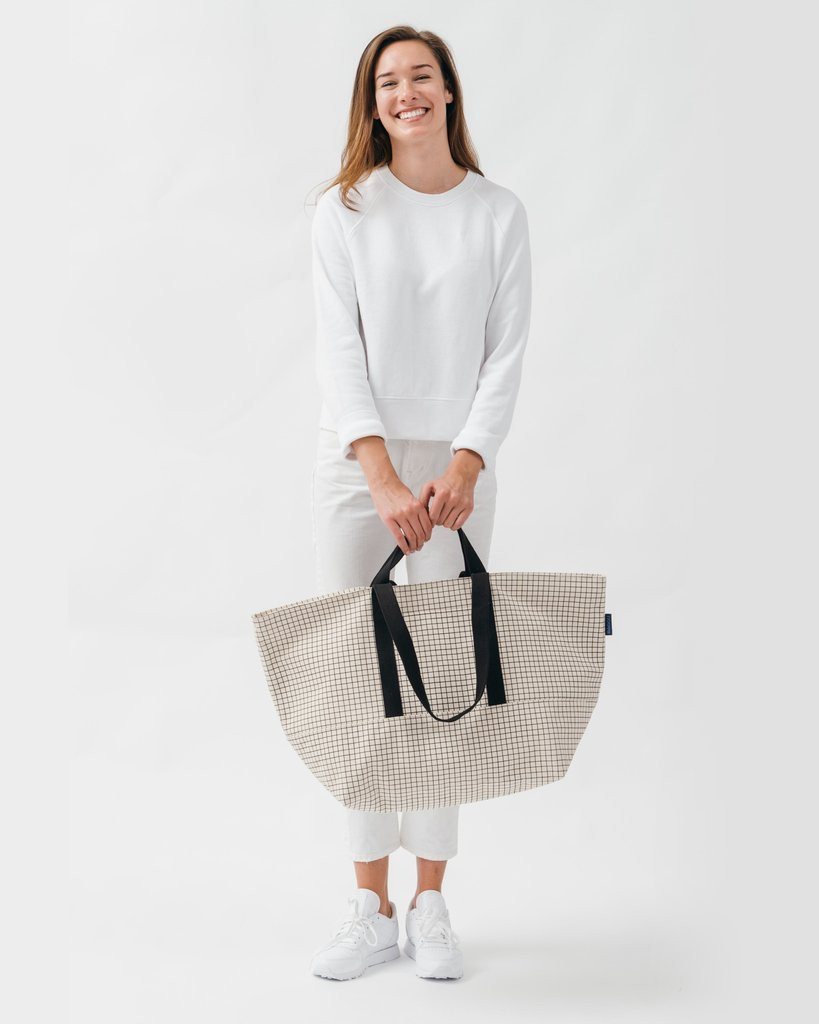 BAGGU WEEKEND BAG NATURAL GRID Garmentory